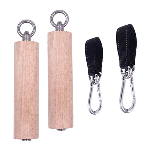 1 Pair Pull up Handle Wooden Grip Strengthener Exerciser Training Tools for Grip Strength Core Workout Rock Climbing Bouldering - elev8life