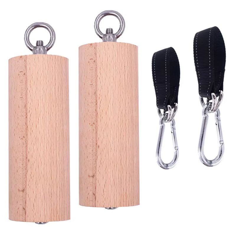 1 Pair Pull up Handle Wooden Grip Strengthener Exerciser Training Tools for Grip Strength Core Workout Rock Climbing Bouldering - elev8life