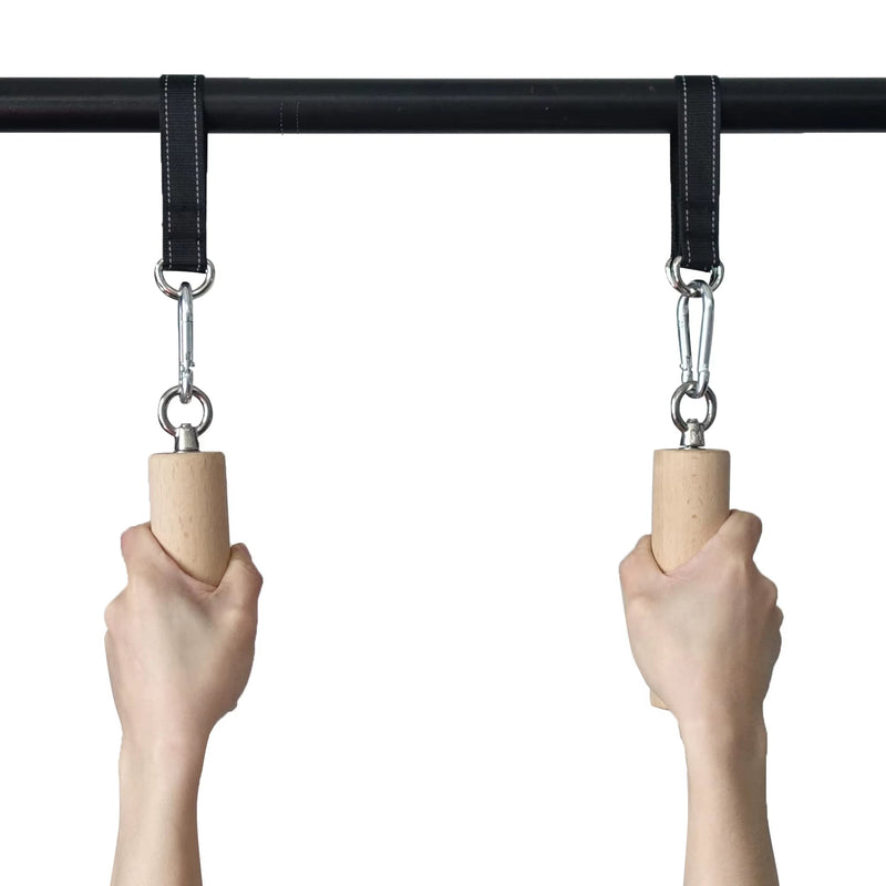 1 Pair Pull up Handle Wooden Grip Strengthener Exerciser Training Tools for Grip Strength Core Workout Rock Climbing Bouldering - elev8life