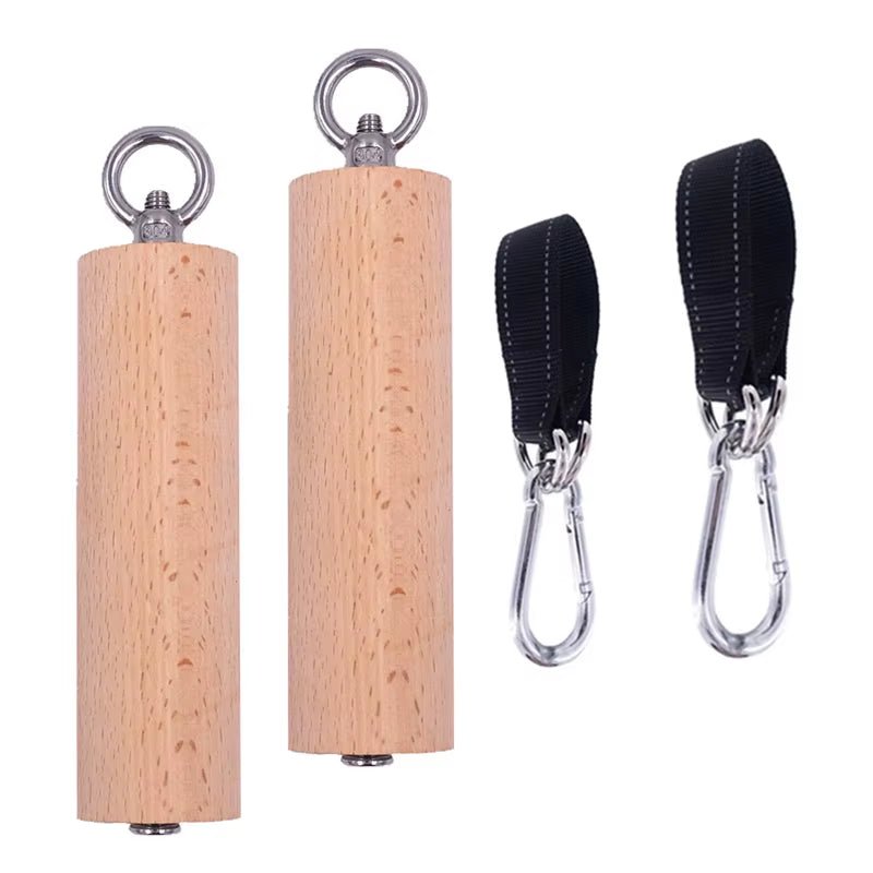 1 Pair Pull up Handle Wooden Grip Strengthener Exerciser Training Tools for Grip Strength Core Workout Rock Climbing Bouldering - elev8life