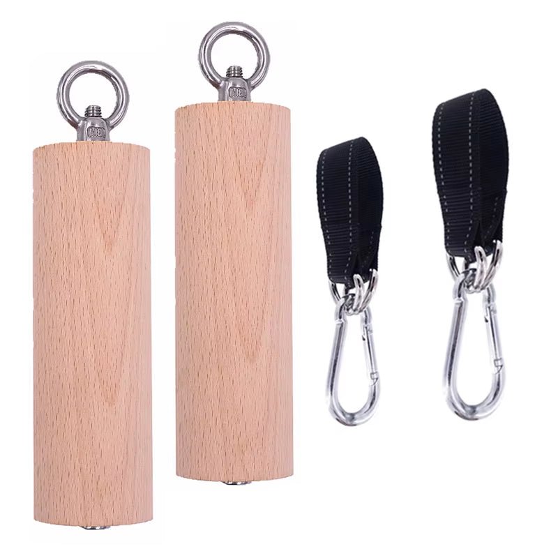 1 Pair Pull up Handle Wooden Grip Strengthener Exerciser Training Tools for Grip Strength Core Workout Rock Climbing Bouldering - elev8life
