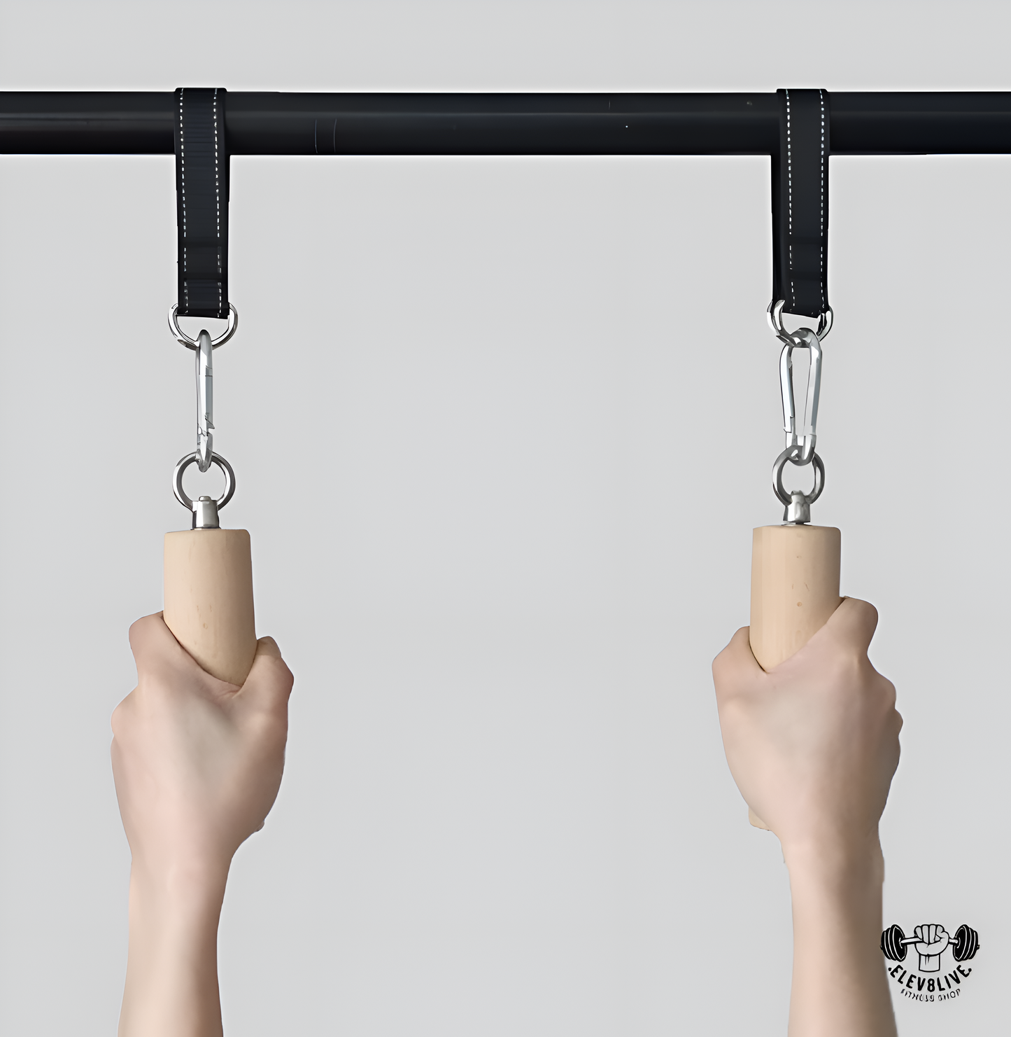 1 Pair Wooden Pull-Up Handles – Grip Strength Trainer for Workout & Rock Climbing