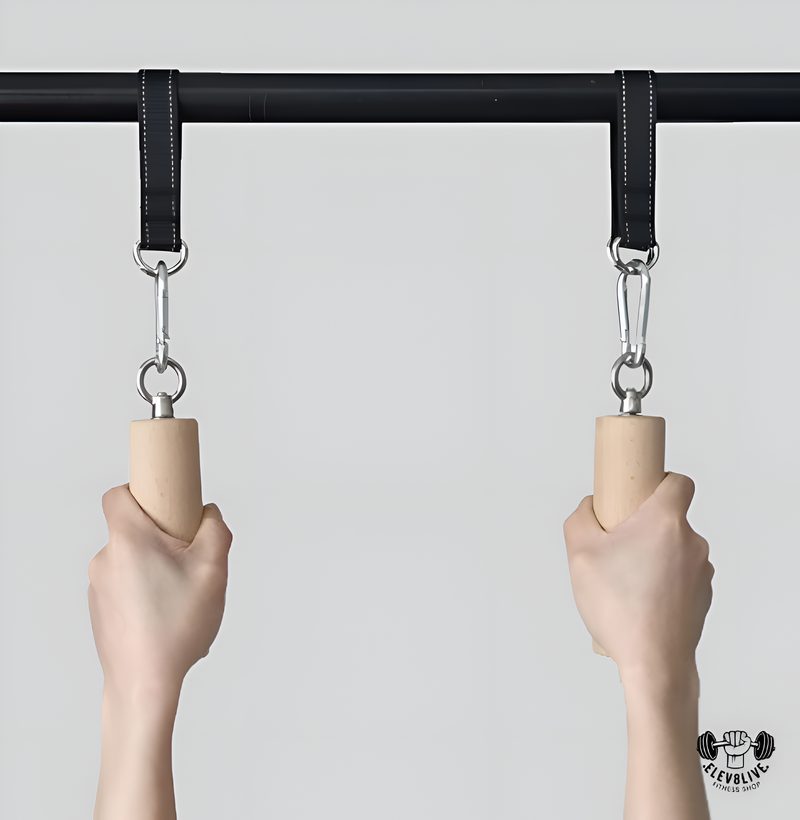 1 Pair Wooden Pull-Up Handles – Grip Strength Trainer for Workout & Rock Climbing