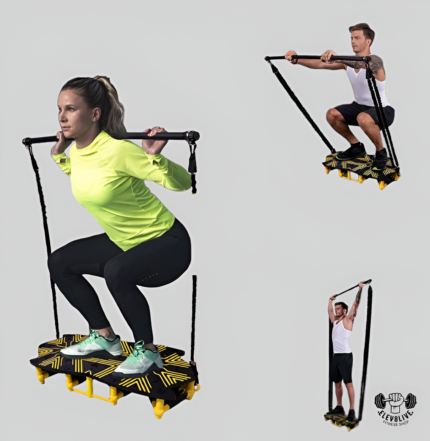 Portable Home Gym – Full Body Workout System with 18 Accessories (Yellow)