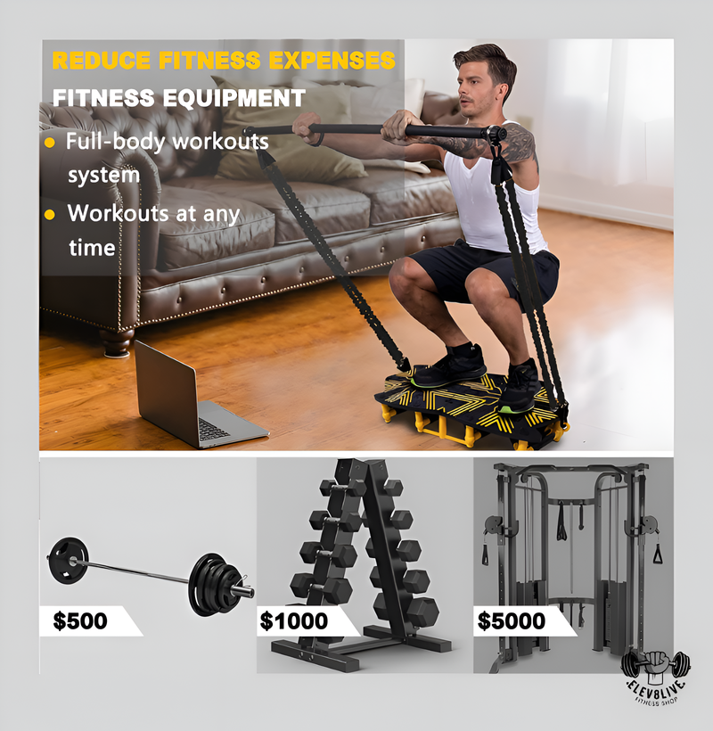 Portable Home Gym – Full Body Workout System with 18 Accessories (Yellow)