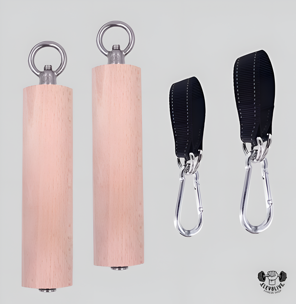 1 Pair Wooden Pull-Up Handles – Grip Strength Trainer for Workout & Rock Climbing
