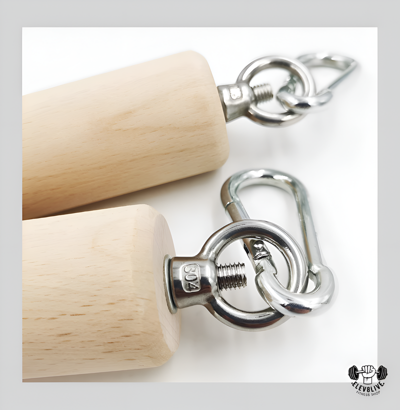 1 Pair Wooden Pull-Up Handles – Grip Strength Trainer for Workout & Rock Climbing