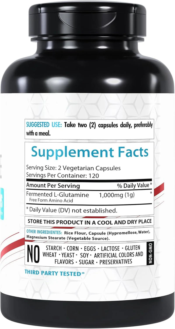 L-Glutamine 1000Mg | 240 Capsules | Amino Acid Fuel for Gut & Muscle Health | Non-Gmo | Gluten-Free | Support for Recovery & Wellness | Made in the USA