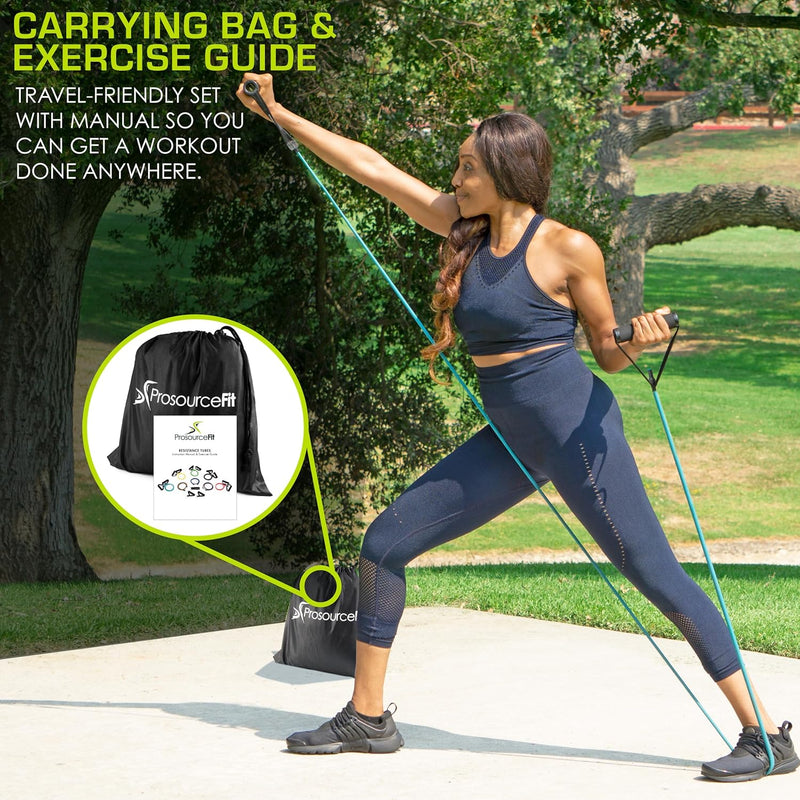 Single Stackable Resistance Bands with Door Anchor and Exercise Guide, 5-8 LB, Heavy Duty Fitness Tube for Full-Body Exercises and Home Workouts, Green