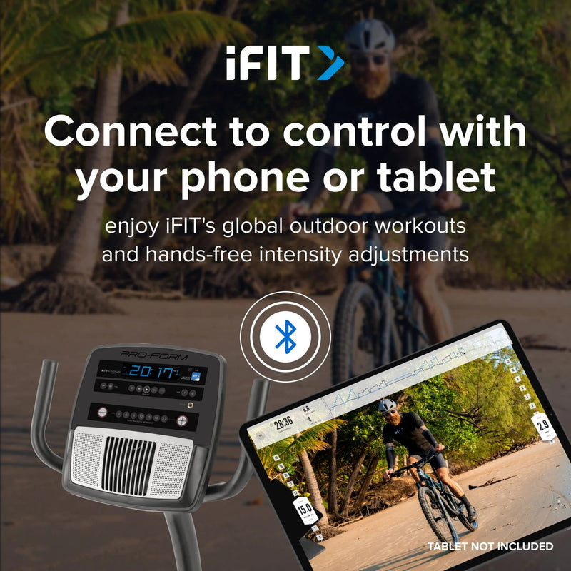 325 CSX; Recumbent Exercise Bike with 5” Display, Built - In Tablet Holder, and Fan - elev8life