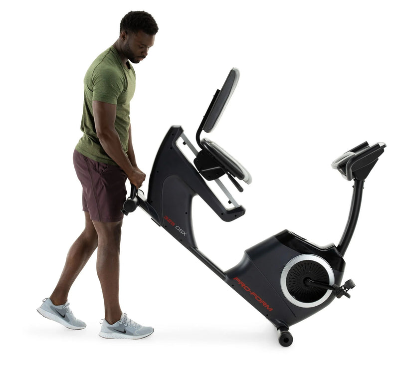 325 CSX; Recumbent Exercise Bike with 5” Display, Built - In Tablet Holder, and Fan - elev8life