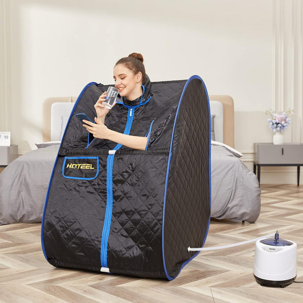 Home Portable Sauna, Personal Steam Sauna for Home SPA, 2.68L & 1000W Steam Generator, Remote Control & Chair Included, Lightweight Private Sauna for Recovery Wellness Relaxation (Black)