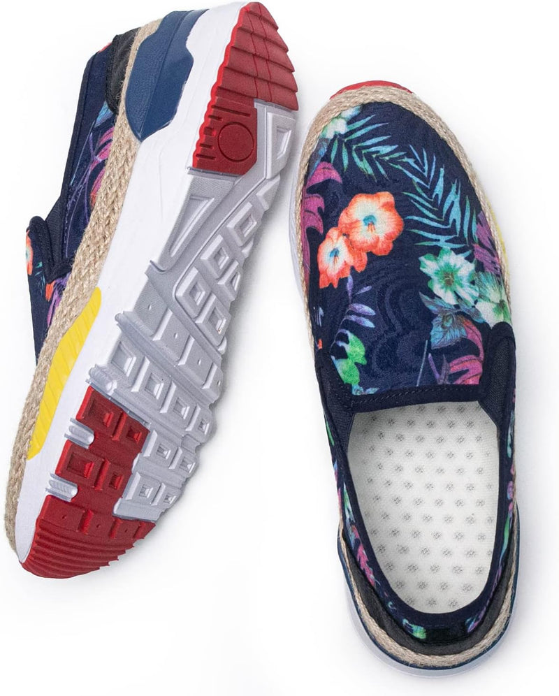 Women'S Art Loafers Embroidered Floral Boat Sneakers Slip-On Ladies Walking Shoes