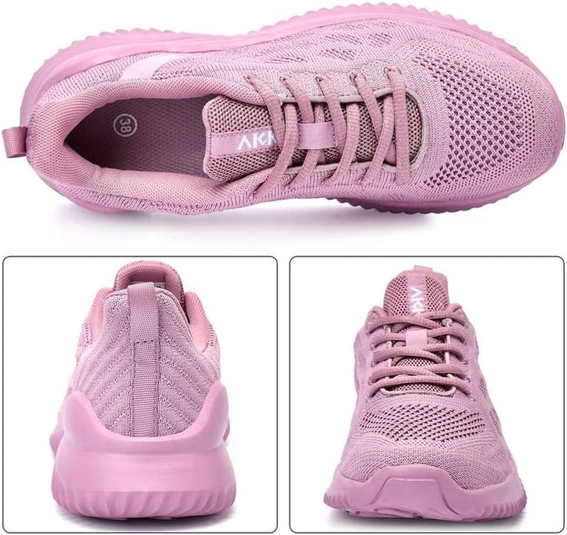 Womens Tennis Shoes Fashion Running Shoes Comfortable Nurses Shoes Memory Foam Cute Sneakers for Gym Jogging Mauve Size 6