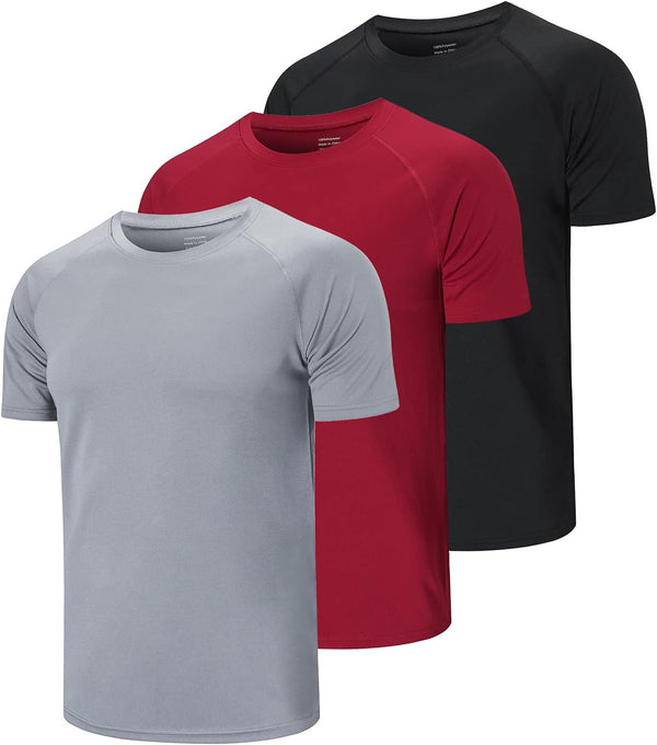 5/3 Pack Running Top Men Casual Shirts Workout Plain Gym Moisture Wicking Active Athletic Short Sleeve T-Shirts