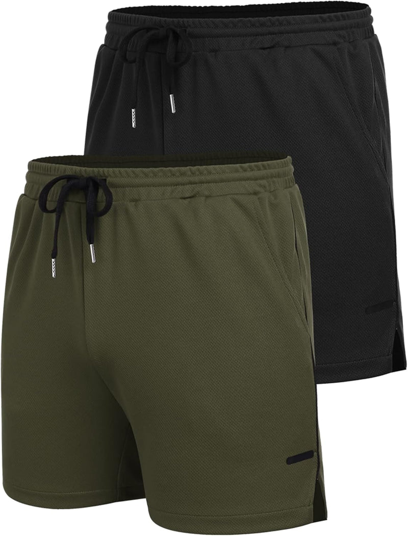 Men'S 2 Pack Gym Workout Shorts Quick Dry Athletic Shorts 5 Inch Lightweight Sports Running Shorts with Pockets