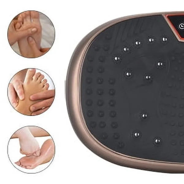 Fitpro Vibration Plate Exercise Machine - Whole Body Workout Vibration Fitness Platform W/Loop Bands - Lymphatic Drainage Machine for Shaping,Toning, Wellness, Recovery (Brown)