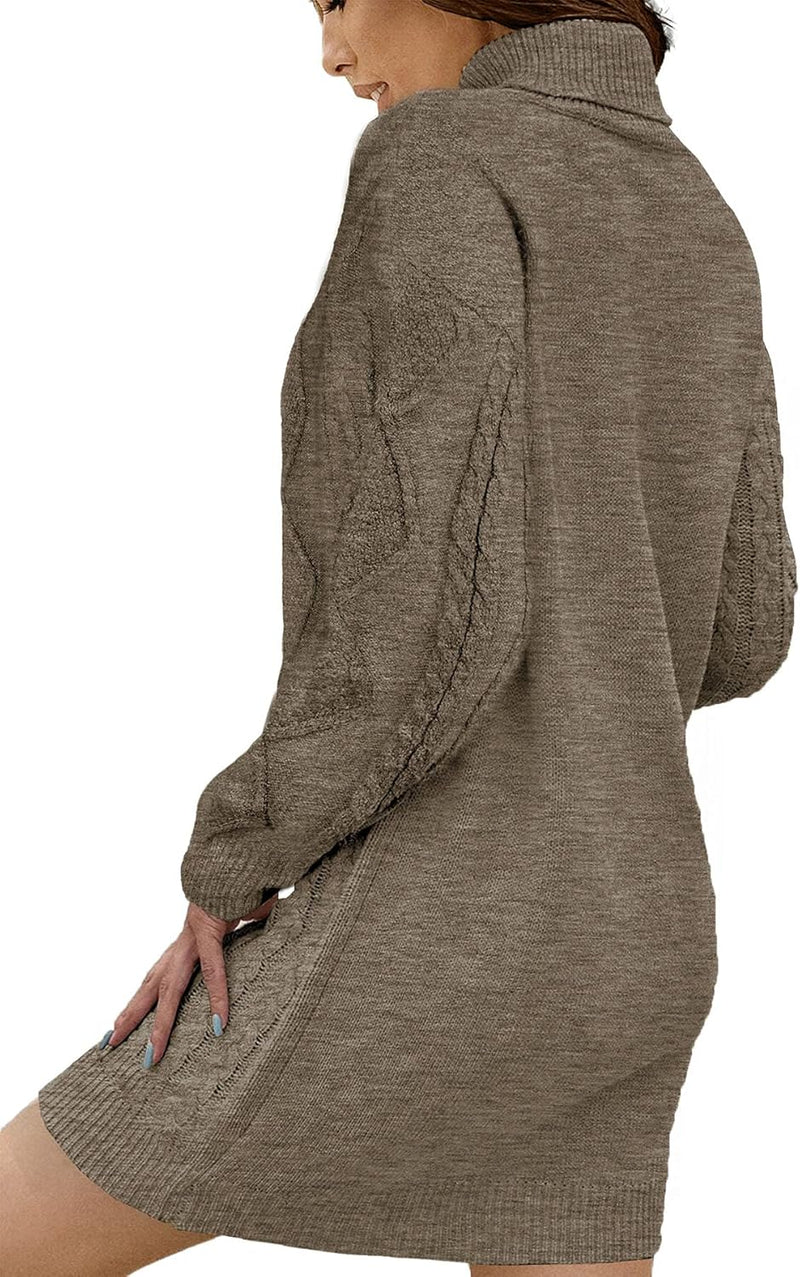 Sweaters for Women Casual Oversized Winter Cozy Turtleneck Chunky Cable Knit Pullover Sweater Dress Tops