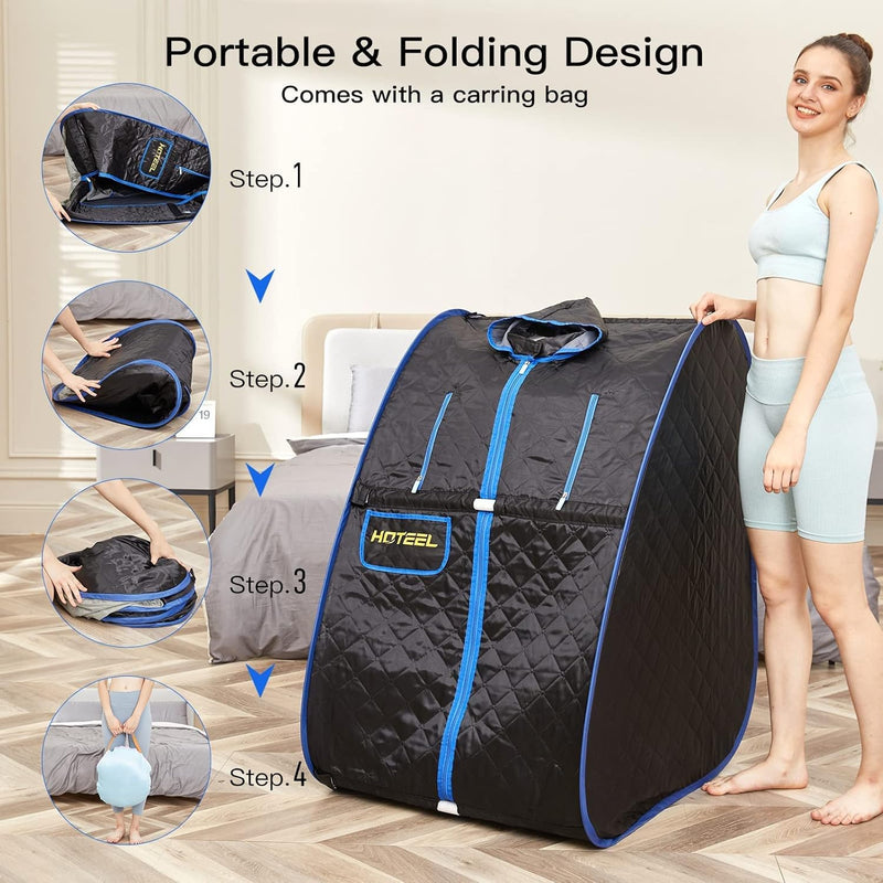 Home Portable Sauna, Personal Steam Sauna for Home SPA, 2.68L & 1000W Steam Generator, Remote Control & Chair Included, Lightweight Private Sauna for Recovery Wellness Relaxation (Black)