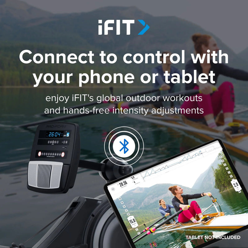 750R; Rower with 5” Display, Built - In Tablet Holder and Spacesaver Design - elev8life