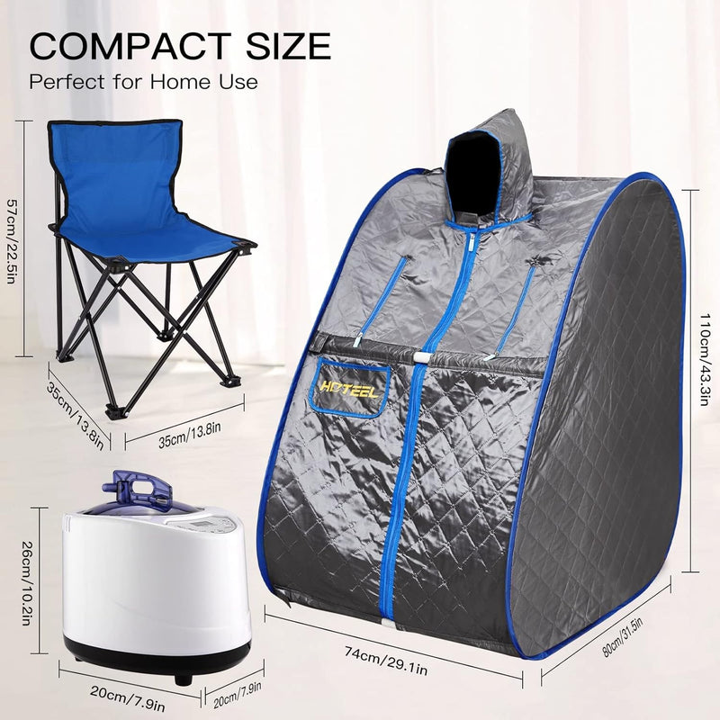 Home Portable Sauna, Personal Steam Sauna for Home SPA, 2.68L & 1000W Steam Generator, Remote Control & Chair Included, Lightweight Private Sauna for Recovery Wellness Relaxation