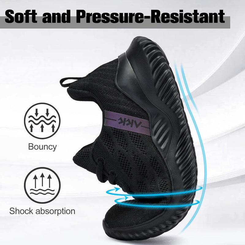 Womens Running Shoes Memory Foam Tennis Shoes Black Walking Shoes Sport Workout Sneakers for Gym Jogging Nurses Comfortable Size 9