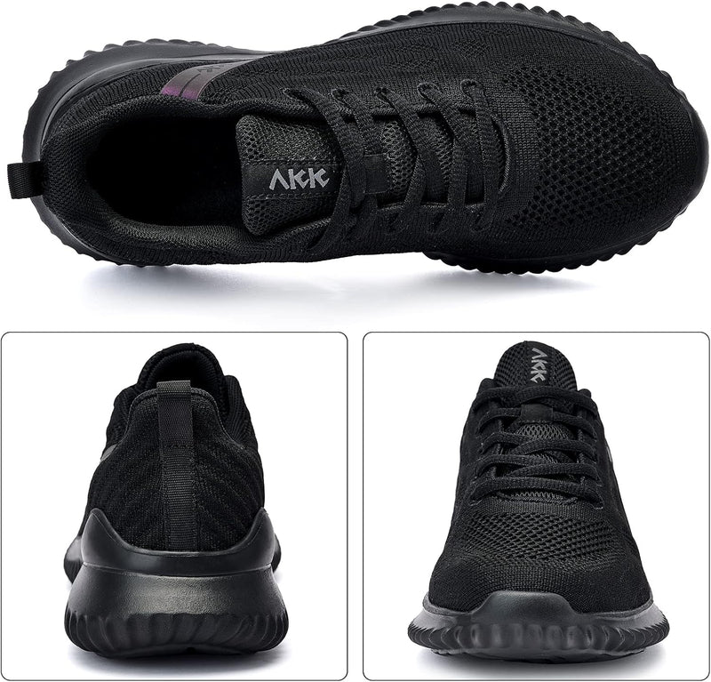 Womens Running Shoes Memory Foam Tennis Shoes Black Walking Shoes Sport Workout Sneakers for Gym Jogging Nurses Comfortable Size 9