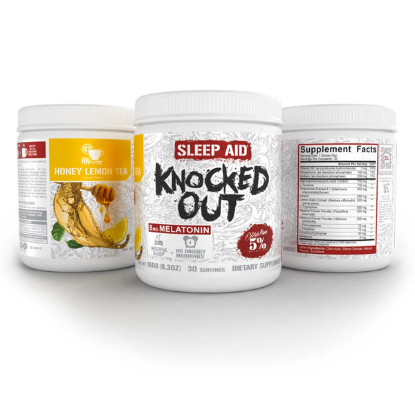 Rich Piana Knocked Out Natural Sleep Aid | Post-Workout Recovery & Deep Sleep Supplement | 6.3 Oz, 30 Servings (Honey Lemon Tea)