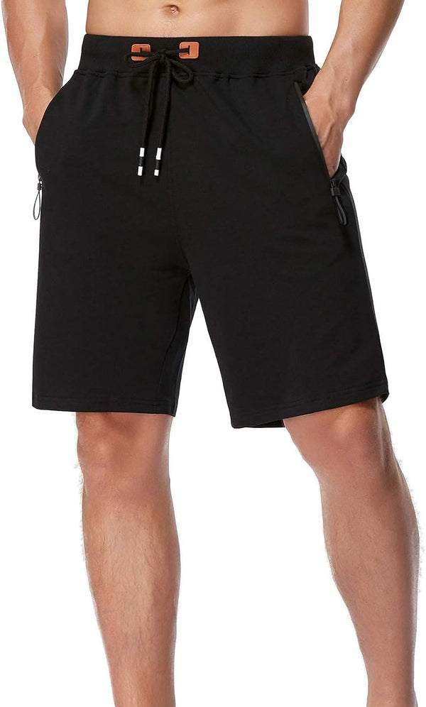 Men'S Shorts Casual Elastic Waist Drawstring Summer Shorts with Zipper Pocket