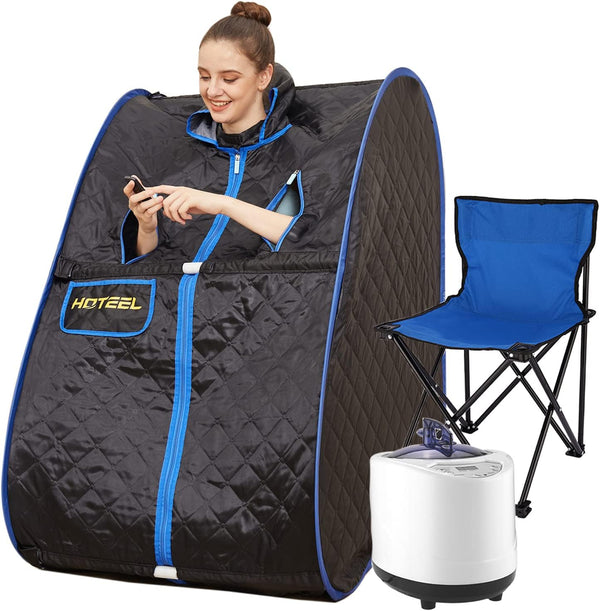 Home Portable Sauna, Personal Steam Sauna for Home SPA, 2.68L & 1000W Steam Generator, Remote Control & Chair Included, Lightweight Private Sauna for Recovery Wellness Relaxation (Black)