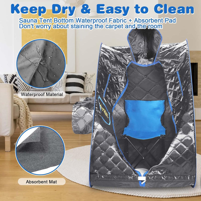 Home Portable Sauna, Personal Steam Sauna for Home SPA, 2.68L & 1000W Steam Generator, Remote Control & Chair Included, Lightweight Private Sauna for Recovery Wellness Relaxation