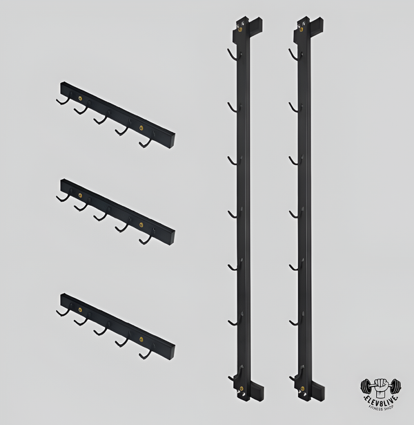 Wall Mounted Lat Pulldown Bar Organizer with Hooks – Home Gym Storage Rack