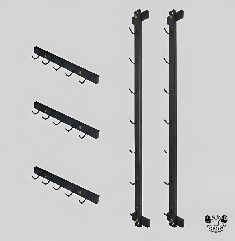 Wall Mounted Lat Pulldown Bar Organizer with Hooks – Home Gym Storage Rack