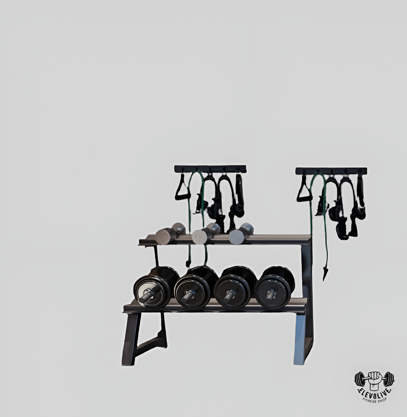Wall Mounted Lat Pulldown Bar Organizer with Hooks – Home Gym Storage Rack