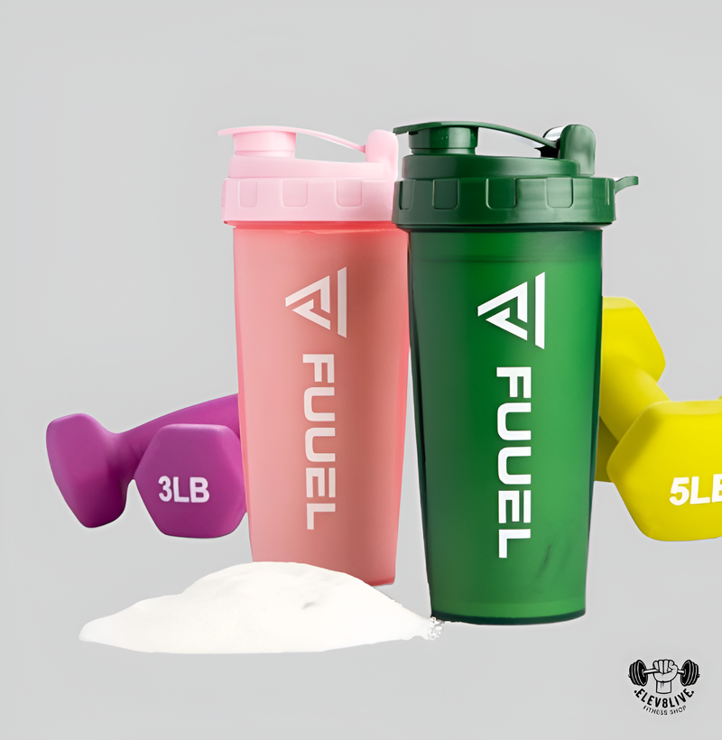 Double Shaker Bottle with Lanyard – 24oz Leak-Proof Protein Mixer Cup