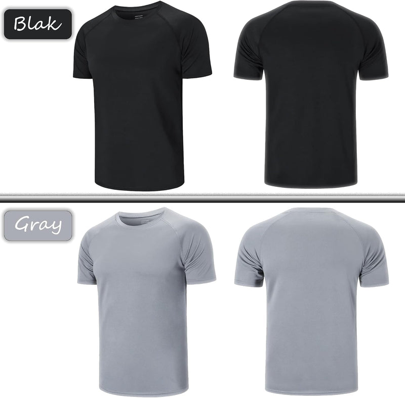 5/3 Pack Running Top Men Casual Shirts Workout Plain Gym Moisture Wicking Active Athletic Short Sleeve T-Shirts