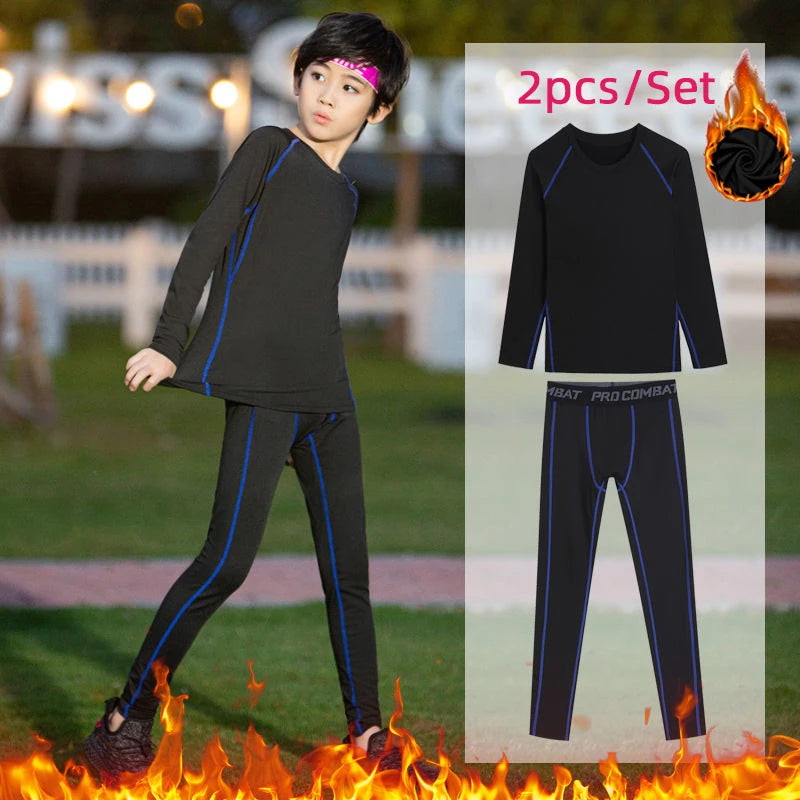 Kids Fitness Tracksuits Youth Warm Pants Tops Underwear Tight Sports Clothes for Boys Compression Running Basketball Sportswear