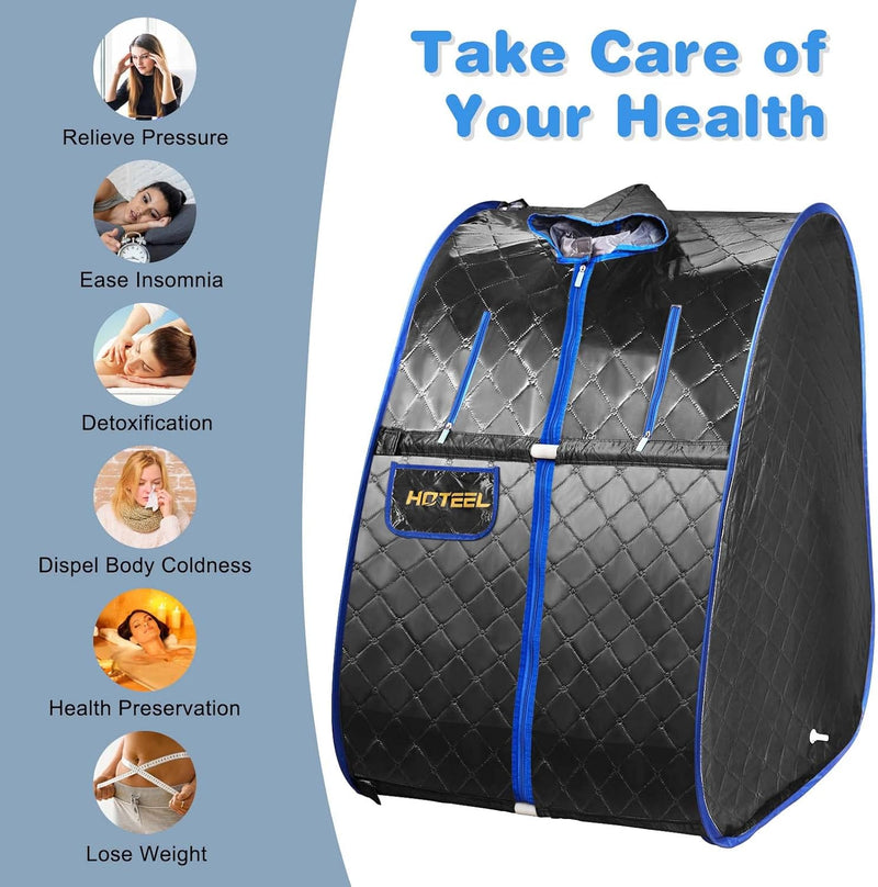 Home Portable Sauna, Personal Steam Sauna for Home SPA, 2.68L & 1000W Steam Generator, Remote Control & Chair Included, Lightweight Private Sauna for Recovery Wellness Relaxation (Black)