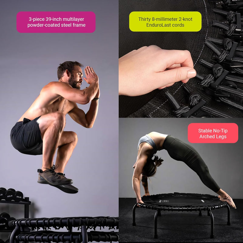 39" Essential Fitness Trampoline | Model 220, 230, 250 | Exercise Trampoline | 30 Low-Impact Bungees
