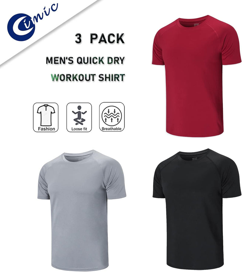 5/3 Pack Running Top Men Casual Shirts Workout Plain Gym Moisture Wicking Active Athletic Short Sleeve T-Shirts