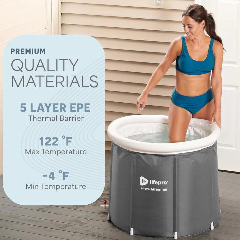 Cold Plunge Tub – Portable Ice Bath for Recovery, Gray - elev8life