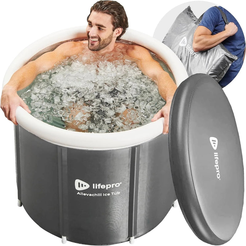 Cold Plunge Tub – Portable Ice Bath for Recovery, Gray - elev8life
