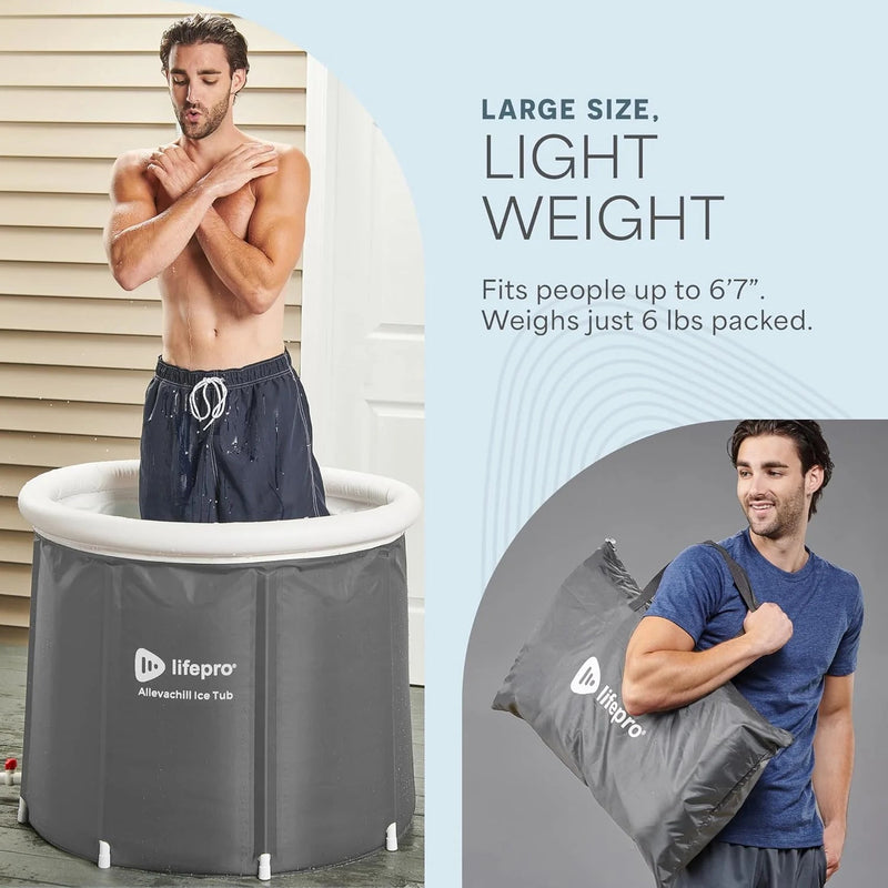 Cold Plunge Tub – Portable Ice Bath for Recovery, Gray - elev8life