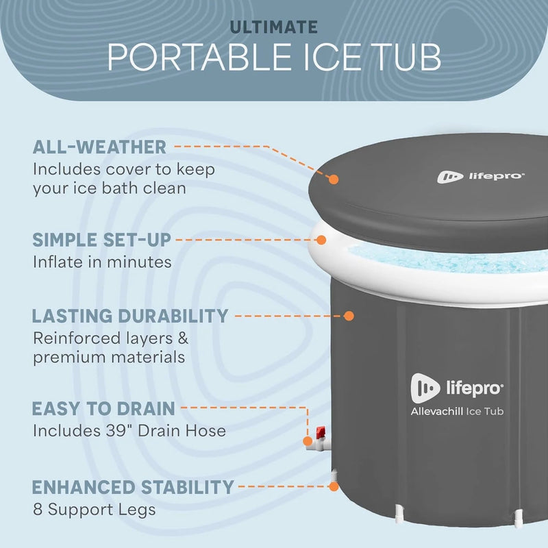 Cold Plunge Tub – Portable Ice Bath for Recovery, Gray - elev8life