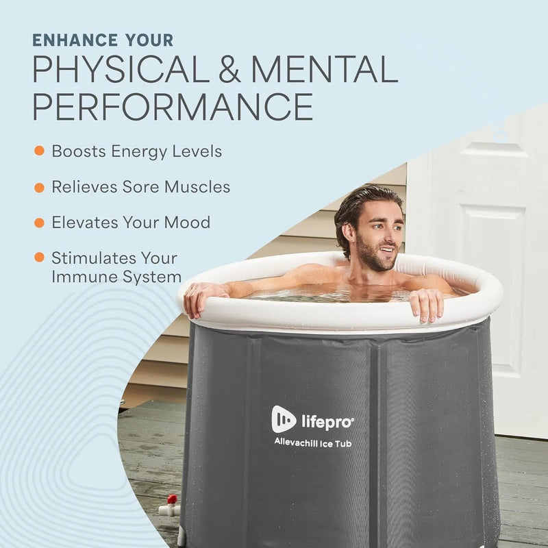 Cold Plunge Tub – Portable Ice Bath for Recovery, Gray - elev8life