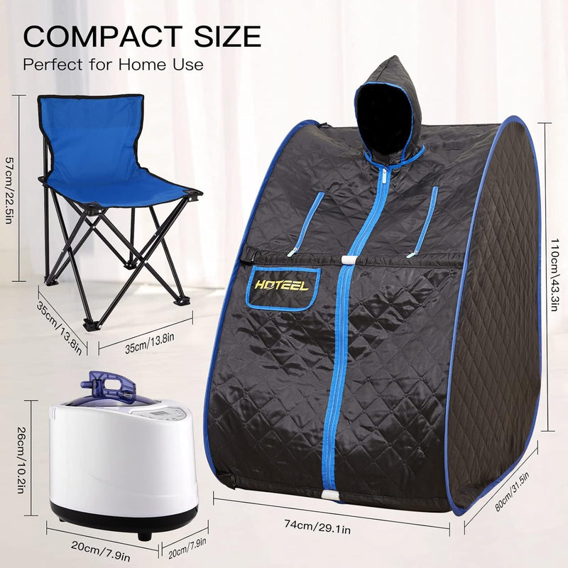 Home Portable Sauna, Personal Steam Sauna for Home SPA, 2.68L & 1000W Steam Generator, Remote Control & Chair Included, Lightweight Private Sauna for Recovery Wellness Relaxation (Black)