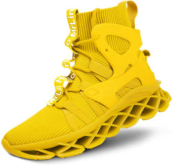 Men'S Running Shoes Non Slip Athletic Tennis Walking Blade Type Sneakers Hip Hop Yellow