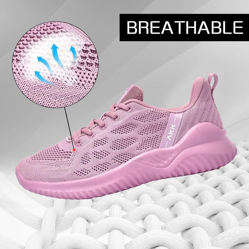 Womens Tennis Shoes Fashion Running Shoes Comfortable Nurses Shoes Memory Foam Cute Sneakers for Gym Jogging Mauve Size 6