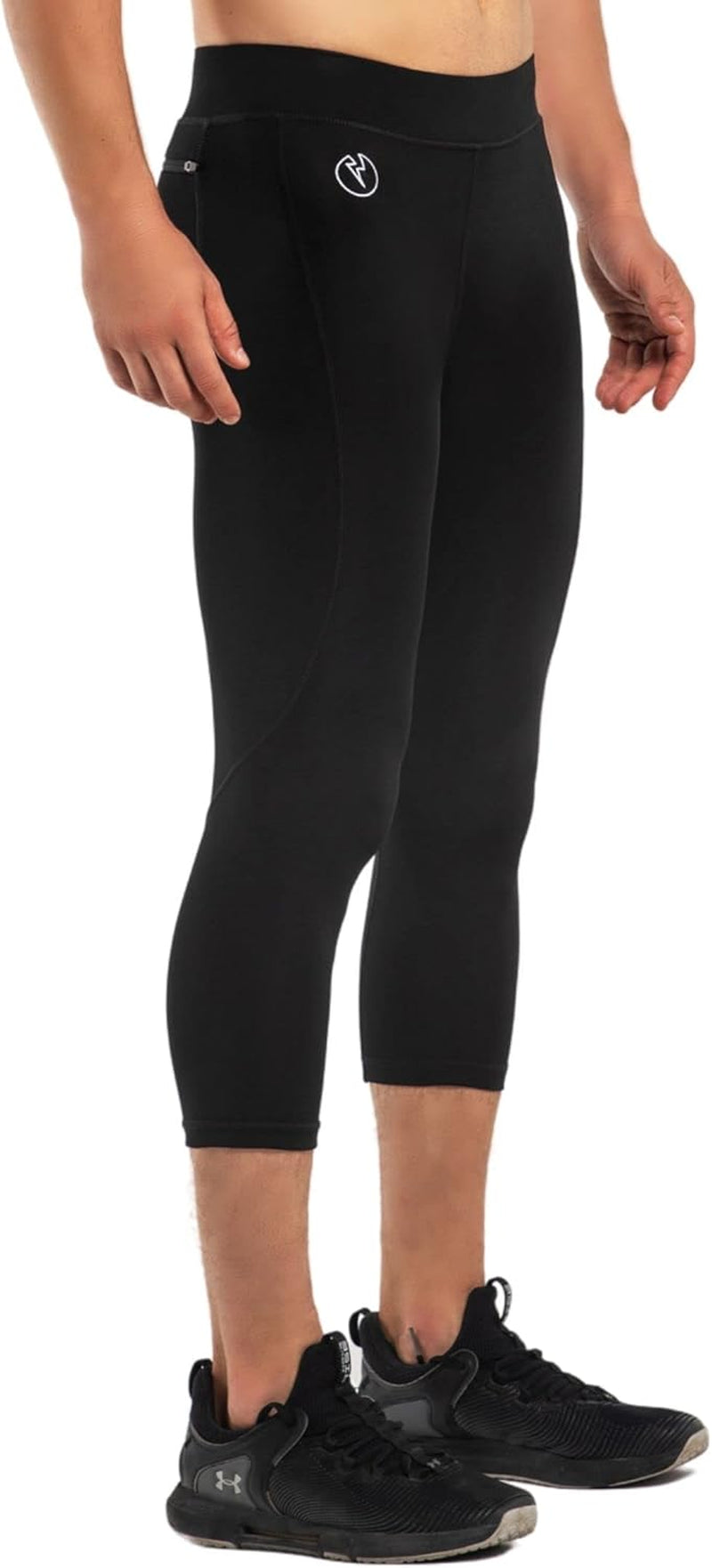Men'S Performance 3/4 Leggings Sports Compression with Pockets