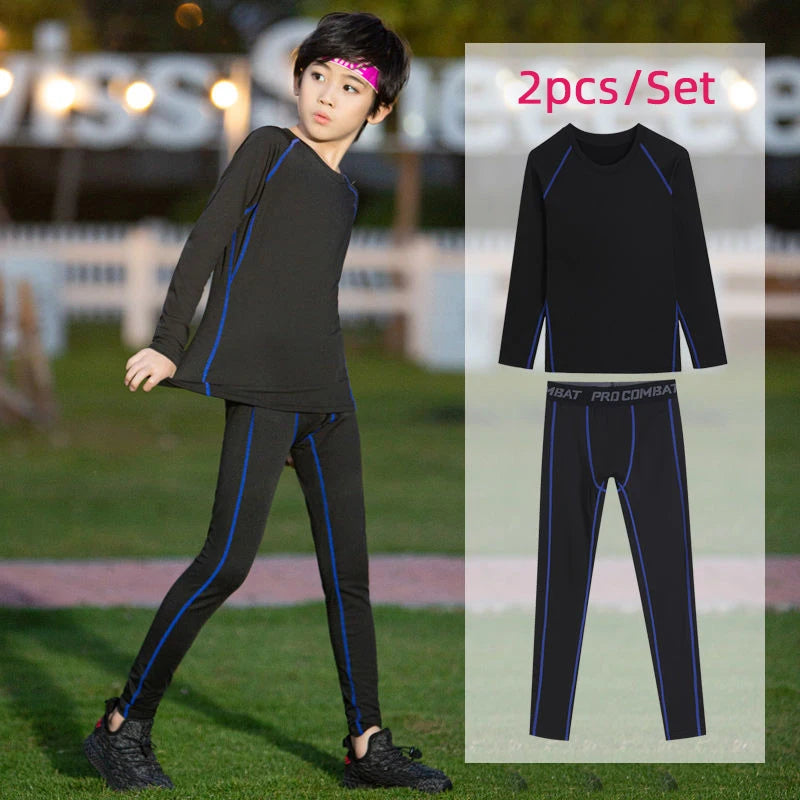 Kids Fitness Tracksuits Youth Warm Pants Tops Underwear Tight Sports Clothes for Boys Compression Running Basketball Sportswear